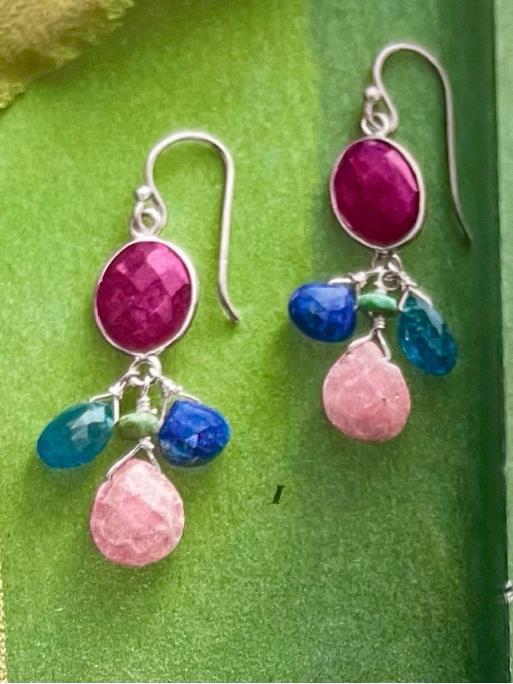 New! Variantions on Multi-Color Gemstone Dangle Pink Earrings